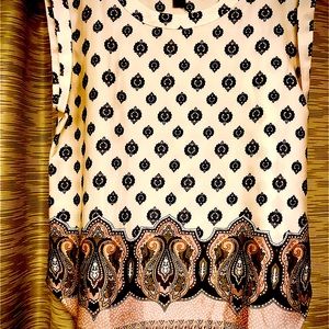 Cream and paisley print blouse, petite large